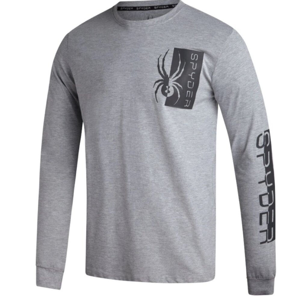 NEW SPYDER Mens Split Logo Long Sleeve - Heather Grey